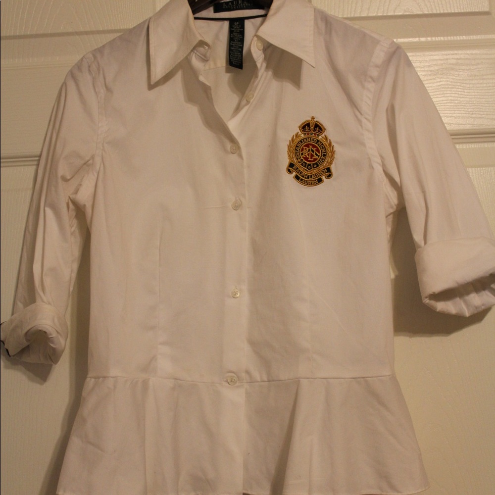 Ralph Lauren Collared Peplum Button-Up